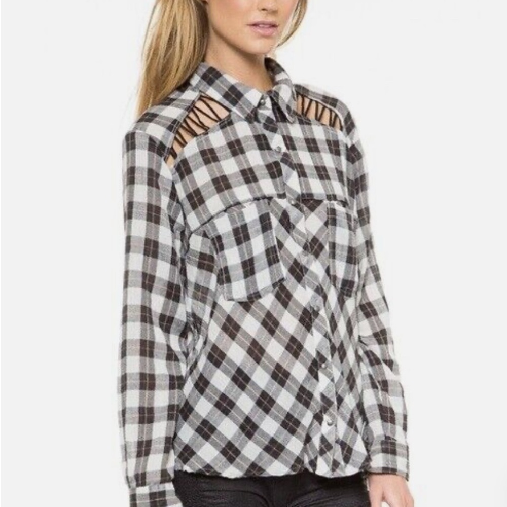 Free People Plaid Long Sleeve Women's Top